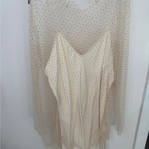 Zara Cream Bedazzled Sheer Dress